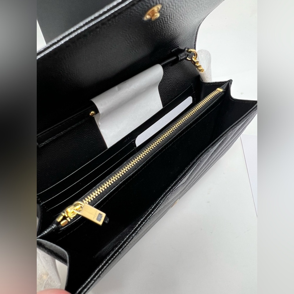Saint Laurent Monogram Envelope Chain Matelasse Black Leather Cross Body Bag - Picture 10 of 11